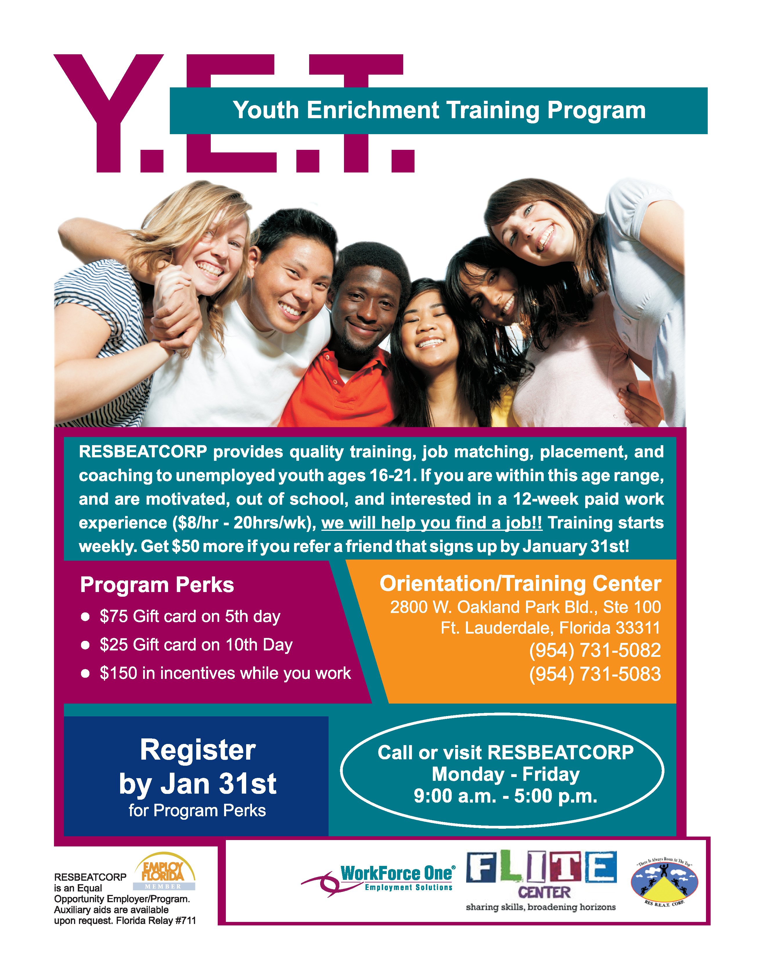 Youth Enrichment Training Program Flyer